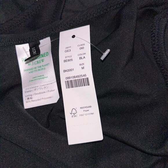 New J. Crew Black Ribbed Cheeky String Side Tie Bikini Swim Suit Bottom Medium - Picture 6 of 8